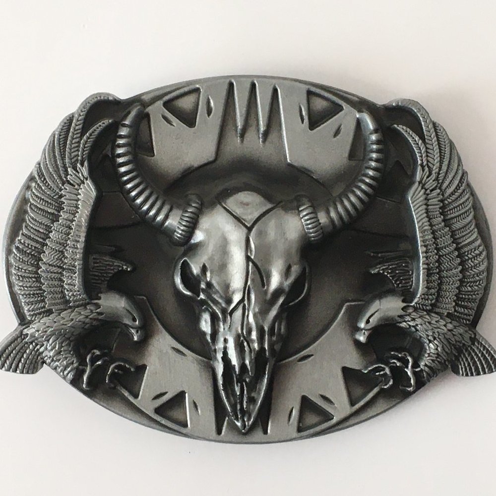 Skull Belt Buckle Skeleton with Horns Eagles Western Cowboy Belt Buckles